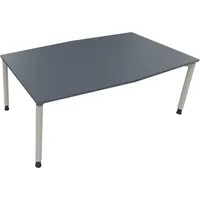 Soennecken Besprechungstisch communication 810018682, höhenverstellbar 68-82cm (H), 200x100/110cm (BxT), Tonnenform, lavagrau / silber 4003