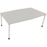 Soennecken Besprechungstisch communication 810018781, höhenverstellbar 68-82cm (H), 200x100/110cm (BxT), Tonnenform, lichtgrau / weiß 40039