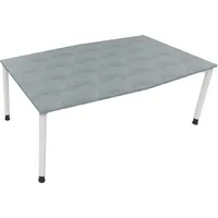 Soennecken Besprechungstisch communication 810018783, höhenverstellbar 68-82cm (H), 200x100/110cm (BxT), Tonnenform, beton hell / weiß 4003