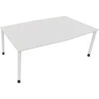 Soennecken Besprechungstisch communication 810018701, höhenverstellbar 68-82cm (H), 200x100/110cm (BxT), Tonnenform, weiß / weiß 4003969065