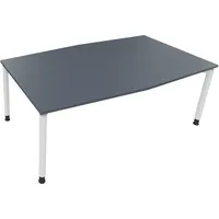 Soennecken Besprechungstisch communication 810018782, höhenverstellbar 68-82cm (H), 200x100/110cm (BxT), Tonnenform, lavagrau / weiß 400396