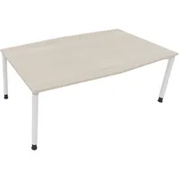 Soennecken Besprechungstisch communication 810018772, höhenverstellbar 68-82cm (H), 200x100/110cm (BxT), Tonnenform, akazie hell / weiß 400