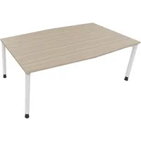 Soennecken Besprechungstisch communication 810018771, höhenverstellbar 68-82cm (H), 200x100/110cm (BxT), Tonnenform, eiche natur / weiß 400