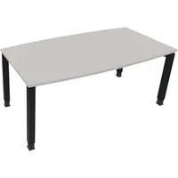 Soennecken Besprechungstisch communication 810017981, höhenverstellbar 68-82cm (H), 180x80/90cm (BxT), Tonnenform, lichtgrau / anthrazit me