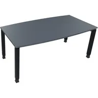 Soennecken Besprechungstisch communication 810017982, höhenverstellbar 68-82cm (H), 180x80/90cm (BxT), Tonnenform, lavagrau / anthrazit met