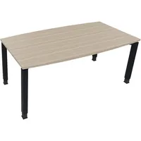 Soennecken Besprechungstisch communication 810017971, höhenverstellbar 68-82cm (H), 180x80/90cm (BxT), Tonnenform, eiche natur / anthrazit