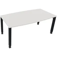 Soennecken Besprechungstisch communication 810017901, höhenverstellbar 68-82cm (H), 180x80/90cm (BxT), Tonnenform, weiß / anthrazit metalli