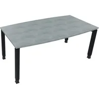 Soennecken Besprechungstisch communication 810017983, höhenverstellbar 68-82cm (H), 180x80/90cm (BxT), Tonnenform, beton hell / anthrazit m