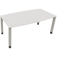Soennecken Besprechungstisch communication 810018001, höhenverstellbar 68-82cm (H), 180x80/90cm (BxT), Tonnenform, weiß / silber 4003969065
