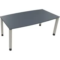 Soennecken Besprechungstisch communication 810018082, höhenverstellbar 68-82cm (H), 180x80/90cm (BxT), Tonnenform, lavagrau / silber 400396