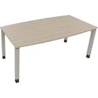 Soennecken Besprechungstisch communication 810018071, höhenverstellbar 68-82cm (H), 180x80/90cm (BxT), Tonnenform, eiche natur / silber 400