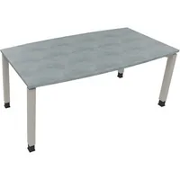 Soennecken Besprechungstisch communication 810018083, höhenverstellbar 68-82cm (H), 180x80/90cm (BxT), Tonnenform, beton hell / silber 4003
