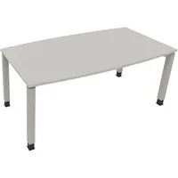 Soennecken Besprechungstisch communication 810018081, höhenverstellbar 68-82cm (H), 180x80/90cm (BxT), Tonnenform, lichtgrau / silber 40039