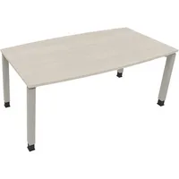 Soennecken Besprechungstisch communication 810018072, höhenverstellbar 68-82cm (H), 180x80/90cm (BxT), Tonnenform, akazie hell / silber 400