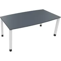 Soennecken Besprechungstisch communication 810018182, höhenverstellbar 68-82cm (H), 180x80/90cm (BxT), Tonnenform, lavagrau / weiß 40039690