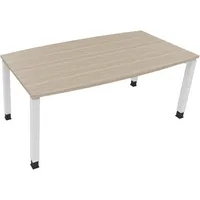 Soennecken Besprechungstisch communication 810018171, höhenverstellbar 68-82cm (H), 180x80/90cm (BxT), Tonnenform, eiche natur / weiß 40039