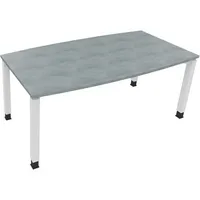 Soennecken Besprechungstisch communication 810018183, höhenverstellbar 68-82cm (H), 180x80/90cm (BxT), Tonnenform, beton hell / weiß 400396
