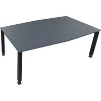 Soennecken Besprechungstisch communication 810018282, höhenverstellbar 68-82cm (H), 200x100/110cm (BxT), Tonnenform, lavagrau / anthrazit m