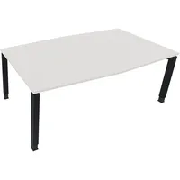 Soennecken Besprechungstisch communication 810018201, höhenverstellbar 68-82cm (H), 200x100/110cm (BxT), Tonnenform, weiß / anthrazit metal