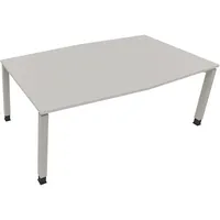 Soennecken Besprechungstisch communication 810018381, höhenverstellbar 68-82cm (H), 200x100/110cm (BxT), Tonnenform, lichtgrau / silber 400