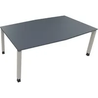 Soennecken Besprechungstisch communication 810018382, höhenverstellbar 68-82cm (H), 200x100/110cm (BxT), Tonnenform, lavagrau / silber 4003