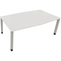 Soennecken Besprechungstisch communication 810018301, höhenverstellbar 68-82cm (H), 200x100/110cm (BxT), Tonnenform, weiß / silber 40039690
