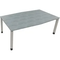 Soennecken Besprechungstisch communication 810018383, höhenverstellbar 68-82cm (H), 200x100/110cm (BxT), Tonnenform, beton hell / silber 40