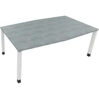 Soennecken Besprechungstisch communication 810018483, höhenverstellbar 68-82cm (H), 200x100/110cm (BxT), Tonnenform, beton hell / weiß 4003