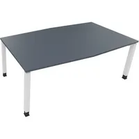 Soennecken Besprechungstisch communication 810018482, höhenverstellbar 68-82cm (H), 200x100/110cm (BxT), Tonnenform, lavagrau / weiß 400396