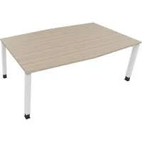 Soennecken Besprechungstisch communication 810018471, höhenverstellbar 68-82cm (H), 200x100/110cm (BxT), Tonnenform, eiche natur / weiß 400