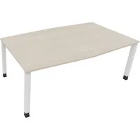 Soennecken Besprechungstisch communication 810018472, höhenverstellbar 68-82cm (H), 200x100/110cm (BxT), Tonnenform, akazie hell / weiß 400