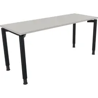 Soennecken Schreibtisch All in One, manuell höhenverstellbar, 68-82cm (H), 160x60cm (BxT), rechteckig, lichtgrau / anthrazit metallic 40039