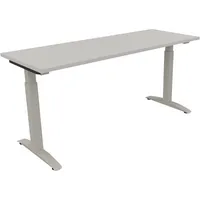 Soennecken Schreibtisch All in One, manuell höhenverstellbar, 65-85cm (H), 160x60cm (BxT), rechteckig, lichtgrau / silberaluminium 40039690