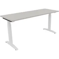 Soennecken Schreibtisch All in One, manuell höhenverstellbar, 65-85cm (H), 160x60cm (BxT), rechteckig, lichtgrau / weiß 4003969072787 Soenn