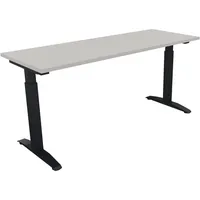 Soennecken Schreibtisch All in One, manuell höhenverstellbar, 65-85cm (H), 160x60cm (BxT), rechteckig, lichtgrau / anthrazit metallic 40039
