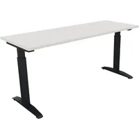 Soennecken Schreibtisch All in One, manuell höhenverstellbar, 65-85cm (H), 160x60cm (BxT), rechteckig, weiß / anthrazit metallic 4003969072