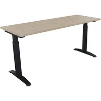 Soennecken Schreibtisch All in One, manuell höhenverstellbar, 65-85cm (H), 160x60cm (BxT), rechteckig, eiche natur / anthrazit metallic 400