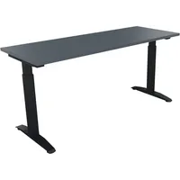 Soennecken Schreibtisch All in One, manuell höhenverstellbar, 65-85cm (H), 160x60cm (BxT), rechteckig, lavagrau / anthrazit metallic 400396