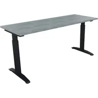 Soennecken Schreibtisch All in One, manuell höhenverstellbar, 65-85cm (H), 160x60cm (BxT), rechteckig, beton hell / anthrazit metallic 4003