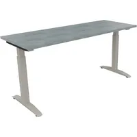 Soennecken Schreibtisch All in One, manuell höhenverstellbar, 65-85cm (H), 160x60cm (BxT), rechteckig, beton hell / silberaluminium 4003969