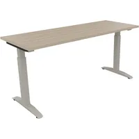 Soennecken Schreibtisch All in One, manuell höhenverstellbar, 65-85cm (H), 160x60cm (BxT), rechteckig, eiche natur / silberaluminium 400396