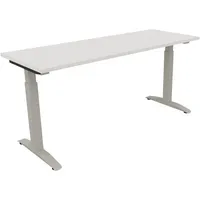 Soennecken Schreibtisch All in One, manuell höhenverstellbar, 65-85cm (H), 160x60cm (BxT), rechteckig, weiß / silberaluminium 4003969072749