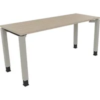 Soennecken Schreibtisch All in One, manuell höhenverstellbar, 68-82cm (H), 160x60cm (BxT), rechteckig, eiche natur / silberaluminium 400396
