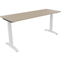 Soennecken Schreibtisch All in One, manuell höhenverstellbar, 65-85cm (H), 160x60cm (BxT), rechteckig, eiche natur / weiß 4003969072725 Soe
