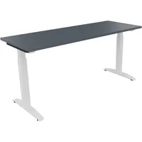 Soennecken Schreibtisch All in One, manuell höhenverstellbar, 65-85cm (H), 160x60cm (BxT), rechteckig, lavagrau / weiß 4003969072756 Soenne