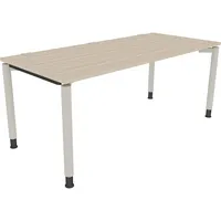 Soennecken Schreibtisch All in One, manuell höhenverstellbar, 68-82cm (H), 160x60cm (BxT), rechteckig, eiche natur / silberaluminium 400396