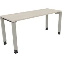 Soennecken Schreibtisch All in One, manuell höhenverstellbar, 68-82cm (H), 160x60cm (BxT), rechteckig, akazie hell / silberaluminium 400396