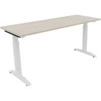 Soennecken Schreibtisch All in One, manuell höhenverstellbar, 65-85cm (H), 160x60cm (BxT), rechteckig, akazie hell / weiß 4003969072701 Soe