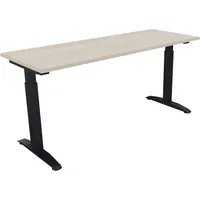 Soennecken Schreibtisch All in One, manuell höhenverstellbar, 65-85cm (H), 160x60cm (BxT), rechteckig, akazie hell / anthrazit metallic 400