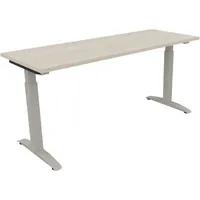 Soennecken Schreibtisch All in One, manuell höhenverstellbar, 65-85cm (H), 160x60cm (BxT), rechteckig, akazie hell / silberaluminium 400396